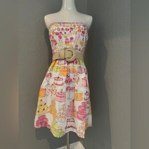 LET THEM EAT CAKE Lilly Pulitzer WYATT Strapless BIRTHDAY 4